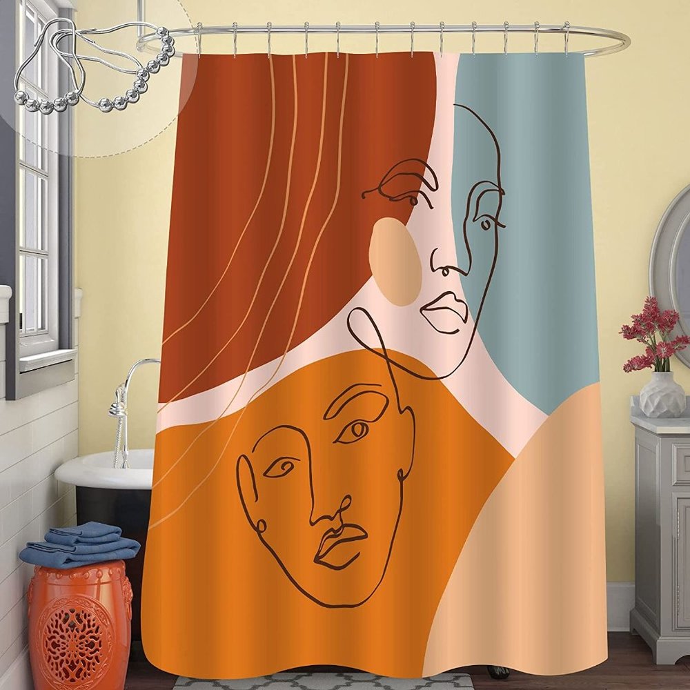 GIBELLE Abstract Shower Curtain Set with Hooks 72x72"  🚿🚿 NEW!!!